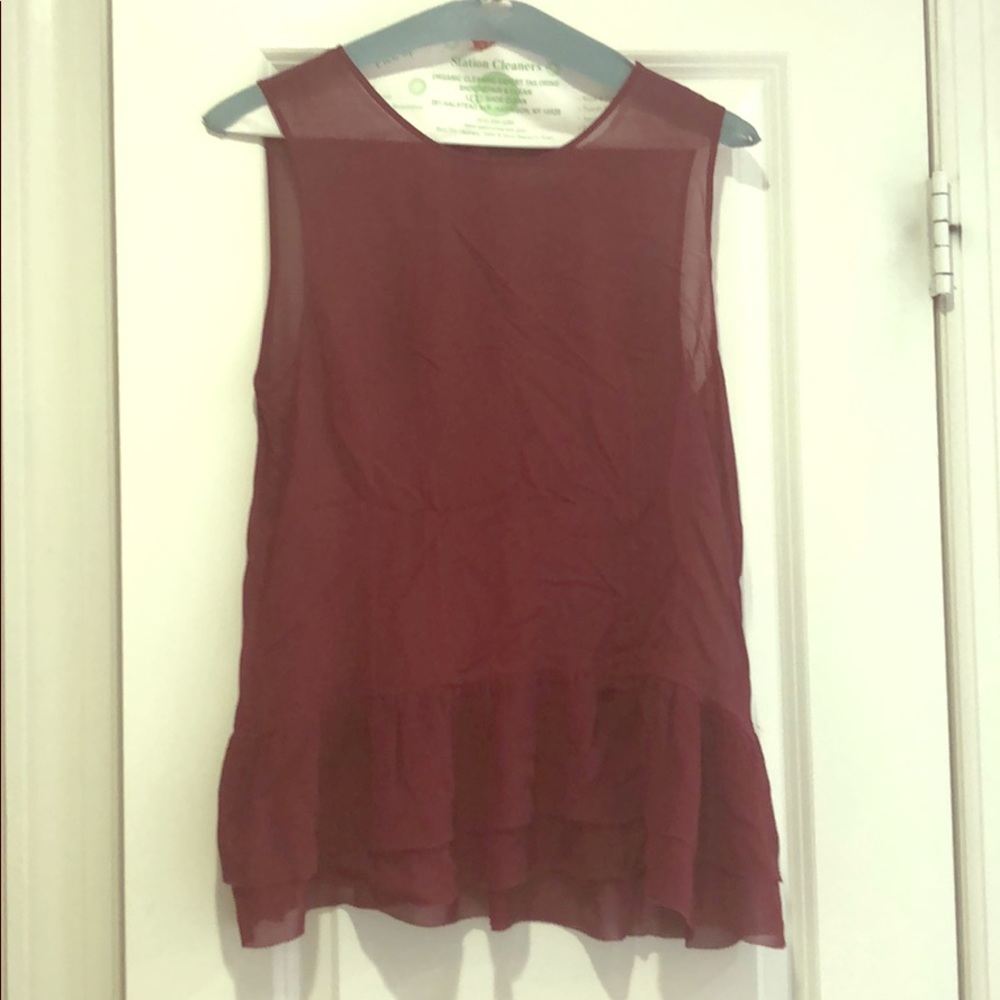 Theory Sleeveless Burgandy Top- Small